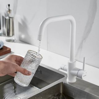 Смеситель для кухни Shevanik S228C с подключением фильтра белый